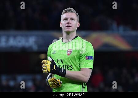 Londres, ANGLETERRE - 27 FÉVRIER Bernd Leno d'Arsenal lors du match de l'UEFA Europa League entre Arsenal et Olympiacos F.C. au stade Emirates, Londres, le jeudi 27 février 2020. (Crédit: Ivan Yordanov | Mi News)Usage Éditorial Seulement Crédit: Mi News & Sport /Alay Live News Banque D'Images