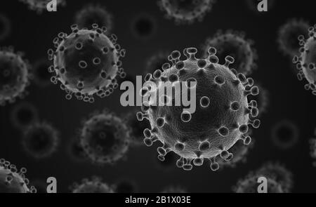 COVID-19. Éclosion de coronavirus. 2019-2020. illustration tridimensionnelle. Banque D'Images