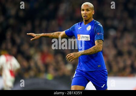 Amsterdam, Pays-Bas. 27 février 2020. Deyverson de Getafe pendant le match de 32 de la Ligue Europa entre AFC Ajax et Getafe C.F. à Johan Cruijff Arena à Amsterdam le 27 février 2020 (photo d'Andrew SURMA/ crédit: SIPA USA/Alay Live News Banque D'Images