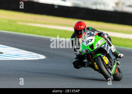 Melbourne, Australie, 28 Février 2020. Kawasaki Motors Australia, Bryan, Pilote En Vedette (67) Lors Du Championnat Du Monde Moto Fim Superbike, Circuit Phillip Island, Australie. Crédit: Dave Hemaison/Alay Live News Banque D'Images