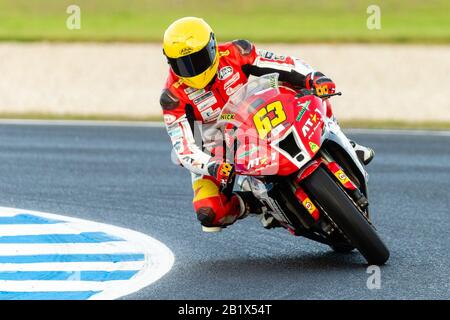 Melbourne, Australie, 28 Février 2020. Dominic de Leon (63), pilote de course, lors du championnat du monde moto FIM Superbike, circuit Phillip Island, Australie. Crédit: Dave Hemaison/Alay Live News Banque D'Images