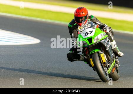 Melbourne, Australie, 28 Février 2020. Kawasaki Motors Australia, Bryan, Pilote En Vedette (67) Lors Du Championnat Du Monde Moto Fim Superbike, Circuit Phillip Island, Australie. Crédit: Dave Hemaison/Alay Live News Banque D'Images