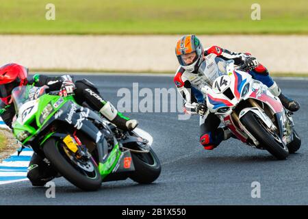 Melbourne, Australie, 28 Février 2020. Nextgen Motorsports Rider Glenn Allerton (14) Lors Du Championnat Du Monde Moto Fim Superbike, Circuit Phillip Island, Australie. Crédit: Dave Hemaison/Alay Live News Banque D'Images