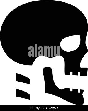 Structure osseuse crânienne icône noire, illustration conceptuelle, symbole vectoriel plat, signe glyphe. Illustration de Vecteur