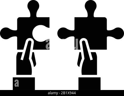 Connectez l'icône noire du puzzle, l'illustration du concept, le symbole vectoriel plat, le signe glyphe. Illustration de Vecteur