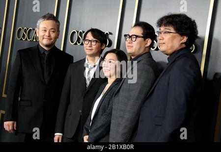 92ème Academy Awards (Oscars) : déjeuner pour les nominés organisé dans la salle Ray Dolby Ballroom à Hollywood & Highland à Los Angeles, Californie. Avec: Ha-Jun Lee, Yang Jin-Mo, Kwak Sin-Ae, Han Jin Wan, Bon Joon-Ho Où: Los Angeles, Californie, États-Unis Quand: 27 Jan 2020 Crédit: Adriana M. Barraza/Wenn Banque D'Images