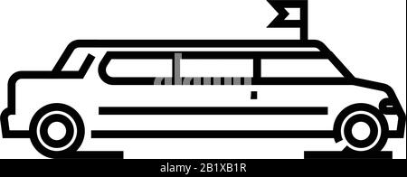 Icône de ligne de limousine longue, signe de concept, illustration vectorielle de contour, symbole linéaire. Illustration de Vecteur