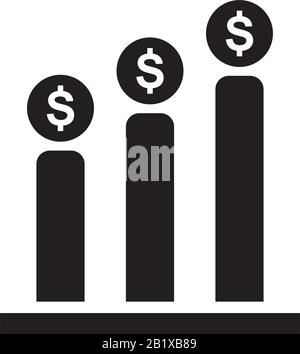 Modèle d'icône d'investissement monétaire noir modifiable. Symbole de l'icône d'investissement argent commercial illustration vectorielle plate pour le dessig graphique et Web Illustration de Vecteur