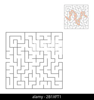 Labyrinthe carré abstrait. Jeux pour enfants. Puzzle pour enfants. Une entrée, une sortie. Tambour de conuntambour de labyrinthe. Illustration vectorielle plate isolée sur le dos blanc Illustration de Vecteur