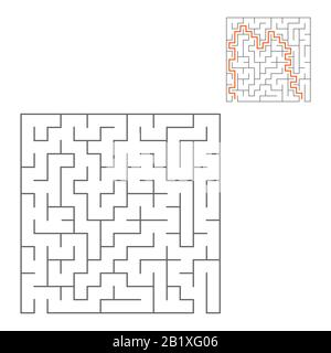 Labyrinthe carré abstrait. Jeux pour enfants. Puzzle pour enfants. Une entrée, une sortie. Tambour de conuntambour de labyrinthe. Illustration vectorielle plate isolée sur le dos blanc Illustration de Vecteur