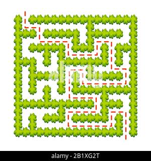 Labyrinthe de carrés abstraits - jardin vert. Jeux pour enfants. Puzzle pour enfants. Une entrée, une sortie. Tambour de conuntambour de labyrinthe. Illustration vectorielle. Avec un Illustration de Vecteur