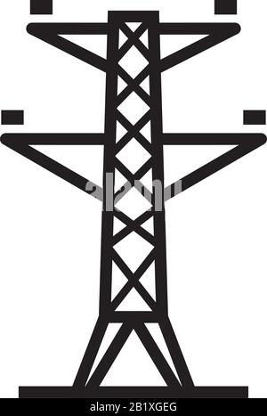 Tour électrique, modèle d'icône de ligne d'alimentation en hauteur noir modifiable. Tour électrique, symbole de ligne de puissance de tête illustration vectorielle plate pour g Illustration de Vecteur