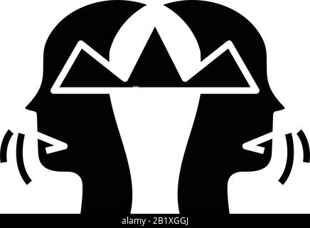 Ecrasement pensées icône noire, illustration de concept, vecteur symbole plat, signe glyphe. Illustration de Vecteur