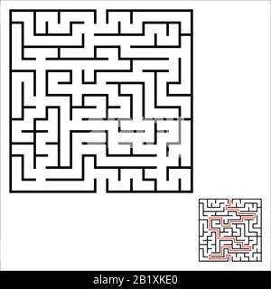 Labyrinthe carré abstrait. Un jeu intéressant et utile pour les enfants. Puzzle pour enfants avec une entrée et une sortie. Tambour de conuntambour de labyrinthe. Vect plat simple Illustration de Vecteur