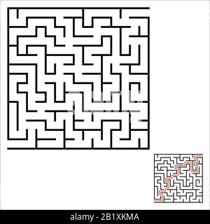 Labyrinthe carré abstrait. Un jeu intéressant et utile pour les enfants. Puzzle pour enfants avec une entrée et une sortie. Tambour de conuntambour de labyrinthe. Vect plat simple Illustration de Vecteur