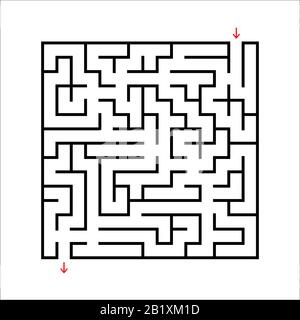 Labyrinthe carré noir. Un jeu intéressant et utile pour les enfants. Puzzle pour enfants avec une entrée et une sortie. Tambour de conuntambour de labyrinthe. Vecteur plat simple Illustration de Vecteur