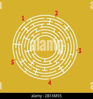 Labyrinthe rond abstrait. Jeux pour enfants. Puzzle pour enfants. Trouvez le chemin approprié. Tambour de conuntambour de labyrinthe. Illustration vectorielle plate isolée sur le backgrou de couleur Illustration de Vecteur