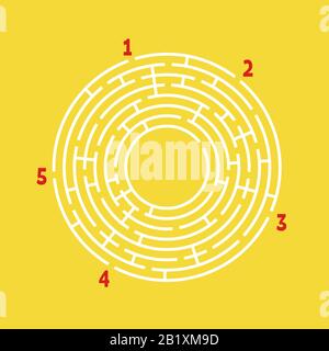 Labyrinthe rond abstrait. Jeux pour enfants. Puzzle pour enfants. Trouvez le chemin approprié. Tambour de conuntambour de labyrinthe. Illustration vectorielle plate isolée sur le backgrou de couleur Illustration de Vecteur