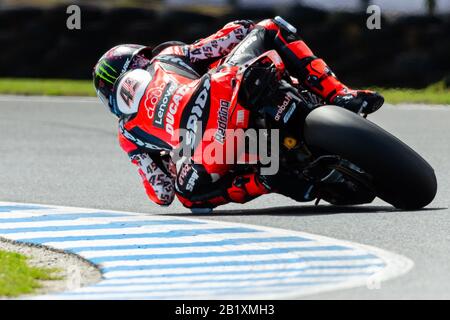 Melbourne, Australie, 28 Février 2020. Aruba.IT Racing - Ducati Rider Scott Redding (45) lors du championnat du monde moto FIM Superbike, circuit Phillip Island, Australie. Crédit: Dave Hemaison/Alay Live News Banque D'Images