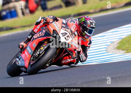 Melbourne, Australie, 28 Février 2020. Aruba.IT Racing - Ducati Rider Scott Redding (45) lors du championnat du monde moto FIM Superbike, circuit Phillip Island, Australie. Crédit: Dave Hemaison/Alay Live News Banque D'Images