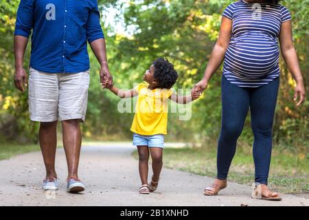 Portrait of a pregnant African American Family. Banque D'Images