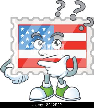 Cachet de jour d'indépendance style mascotte de dessin animé dans un geste de confusion Illustration de Vecteur