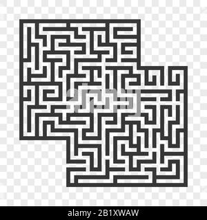 Labyrinthe carré abstrait. Jeux pour enfants. Puzzle pour enfants.Labyrinth conundrum. Illustration vectorielle plate isolée sur fond transparent. Avec place Illustration de Vecteur