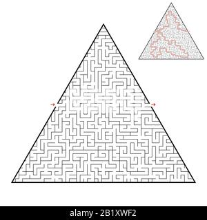 Labyrinthe triangulaire difficile. Jeux pour enfants et adultes. Puzzle pour enfants. Une entrée, une sortie. Tambour de conuntambour de labyrinthe. Illustration vectorielle plate i Illustration de Vecteur