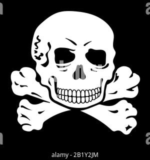 Crâne humain et os croisés. Jolly Roger. Symbole Pirate Illustration de Vecteur