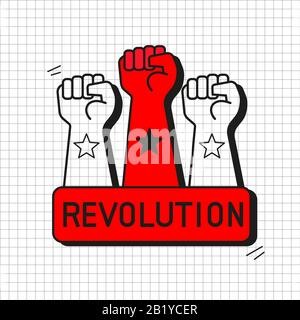 Main Masculine De Poing, Symbole De Protestation Prolétarienne. Panneau D'Alimentation. Illustration de Vecteur