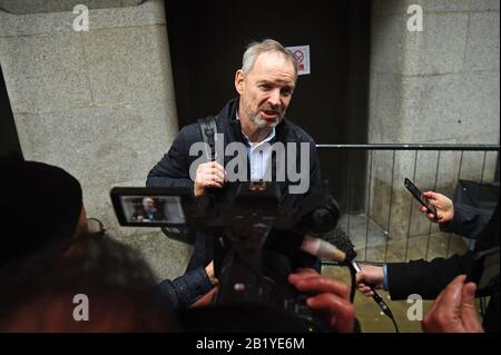 Richard Boath en dehors du Old Bailey, Londres, comme lui et deux autres cadres supérieurs de Barclays, Roger Jenkins et Thomas Kalaris, ont été acquittés de fraude sur un ??4 milliards d'investissement avec le Qatar au plus fort de la crise bancaire. Banque D'Images