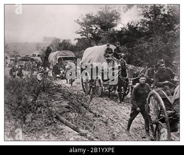 Archives 1917-18 première Guerre mondiale 1 American Horse a dessiné une colonne d'approvisionnement allant jusqu'À La première Guerre mondiale des forces expéditionnaires américaines de la première Guerre mondiale sur le front occidental durant la première Guerre mondiale, 1917–1818. Pershing Général Banque D'Images