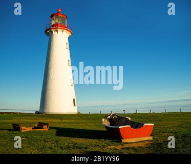 Phare De Point Prim, Île-Du-Prince-Édouard, Canada, Banque D'Images