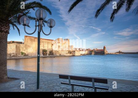 Château Royal Collioure au lever du soleil de la France Banque D'Images