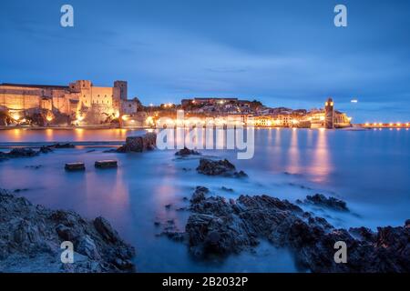 Château Royal Collioure au lever du soleil de la France Banque D'Images