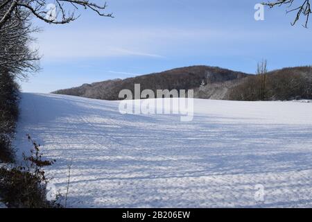 Neige à Maria Laach, Eifel Banque D'Images