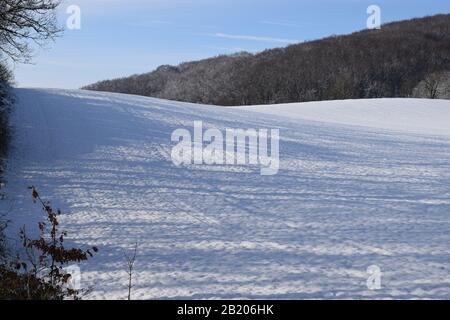 Neige à Maria Laach, Eifel Banque D'Images