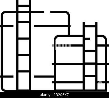 Icône de la ligne des réservoirs d'huile, panneau concept, illustration vectorielle, symbole linéaire. Illustration de Vecteur