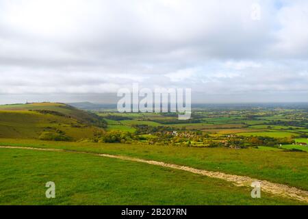 Devils Dyke Walk, en regardant par-dessus Sussex Banque D'Images