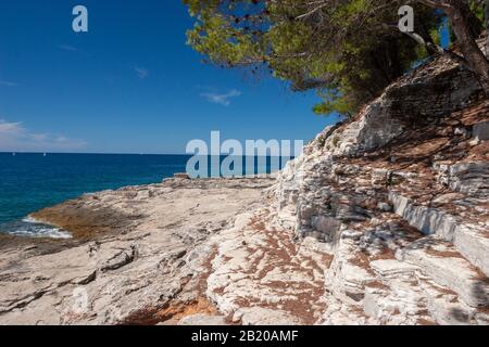 Plage près de la ville de Pula en Istrie, Croatie Banque D'Images