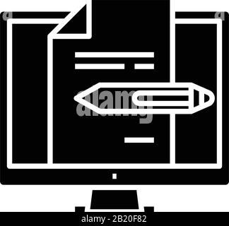 Modification des fichiers icône noire, illustration conceptuelle, symbole vectoriel plat, signe glyphe. Illustration de Vecteur