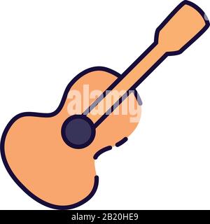 Instrument de guitare style remplissage icône design, musique mélodie chanson art musical et composition thème illustration vectorielle Illustration de Vecteur