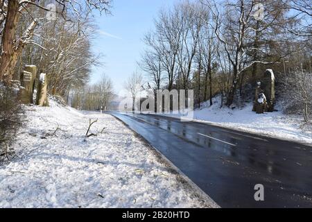 Neige à Maria Laach, Eifel Banque D'Images