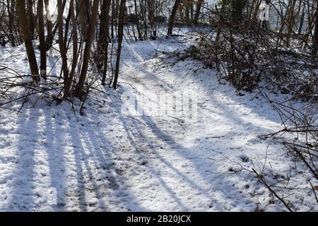 Neige à Maria Laach, Eifel Banque D'Images