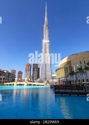 Le bâtiment le plus haut au monde, Burj Khalifa, aux Émirats arabes Unis Banque D'Images