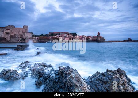 Château Royal Collioure au lever du soleil de la France Banque D'Images