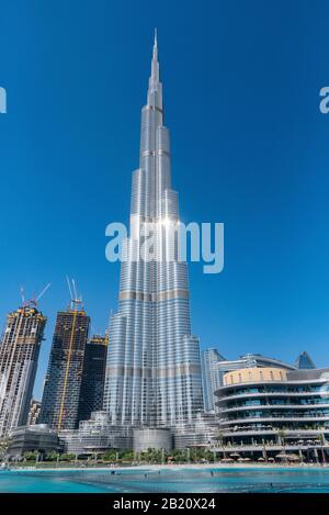 Magnifique bâtiment Burj Khalifa le plus haut de Dubaï aux Émirats arabes Unis Banque D'Images