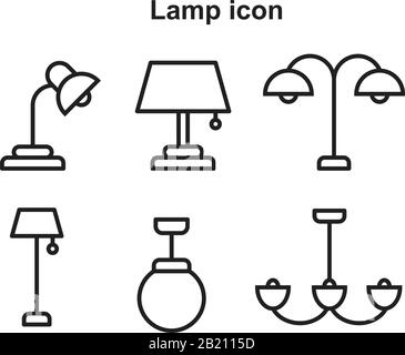Modèle D'Icône de lampe noir modifiable. Symbole d'Icône de lampe illustration vectorielle plate pour la conception graphique et Web. Illustration de Vecteur