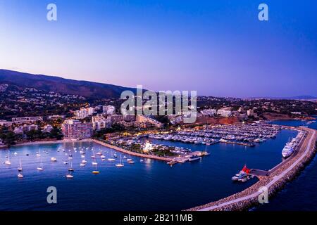 Vue aérienne, marina de luxe Puerto Portals, Portals Nous, Palma de Majorque, Majorque, Iles Baléares, Espagne Banque D'Images