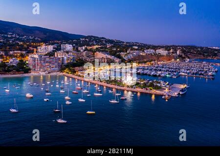 Vue aérienne, marina de luxe Puerto Portals, Portals Nous, Palma de Majorque, Majorque, Iles Baléares, Espagne Banque D'Images